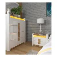 Cómoda Alameda 97 cm con 4 cajones blanco brillo/roble westminster