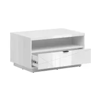Mesa de centro Forn 90x60 con cajón blanco brillo