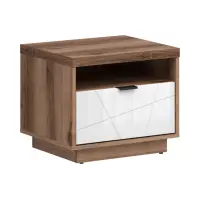 Mesita de noche Forn 50 cm con cajón roble delano oscuro/blanco brillo