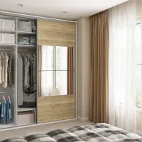 Armario de puertas correderas Flex 200 cm con espejo blanco/roble mauvella