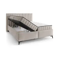Cama continental Joy 180x200 con contenedores beige claro