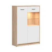 Vitrina Nepo Plus 90 cm con 2 puertas roble sonoma/blanco