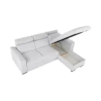 Sofá rinconera universal Evia con función de cama, arcón y reposacabezas ajustables gris claro