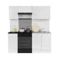 Conjunto de cocina Junona Line 180 cm blanco brillo sin encimera