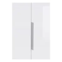 Armario de dos puertas Zele 90 cm con cajón roble wotan/blanco brillo