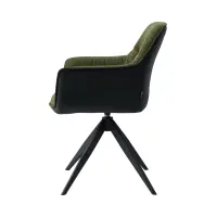 Silla tapizada Akita giratoria verde-negro