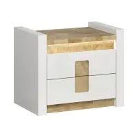 Mesita de noche Alameda 62 cm  con cajones blanco brillo/roble westminster