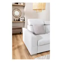 Sofá rinconera universal Evia con función de cama, arcón y reposacabezas ajustables gris claro