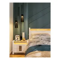 Mesita de noche Alameda 62 cm  con cajones blanco brillo/roble westminster