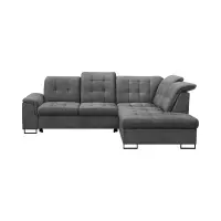 Sofá rinconera derecho Aragon convertible con reposacabezas y asiento regulables gris