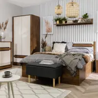 Armario de dos puertas Ruso 104 cm con cajón roble april/brillo perla