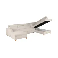 Sofá rinconera derecha Saragossa convertible chenilla beige