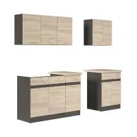 Conjunto de cocina Junona Line A 180 cm roble sonoma con encimera