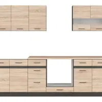 Conjunto de cocina Junona Line 260 cm roble sonoma con encimera
