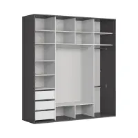 Armario de puertas correderas Flex 220 cm con espejo grafito/roble wotan