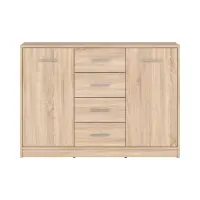 Cómoda Nepo Plus 119 cm con 2 puertas y 4 cajones roble sonoma