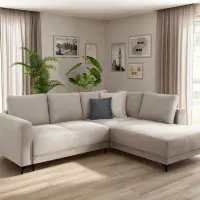 Sofá rinconera universal Martinez convertible con arcón de pana ecru