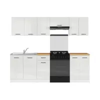 Кухонный гарнитур Junona Line 240 см меловой глянец со столешницей