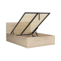 Cama Tetrix 140x200 con somier y contenedor roble sonoma