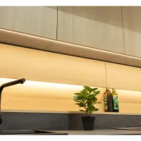 Iluminación LED con estante de 225 cm para cocina Milino negro