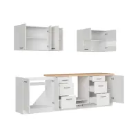 Conjunto de cocina Junona Line 260 cm tiza brillo con encimera