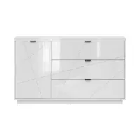 Cómoda Forn 156 cm con puertas y 3 cajones blanco brillo