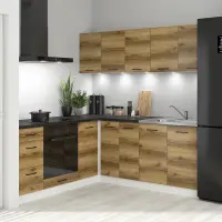 Conjunto de cocina de esquina Junona Line 200x200 roble delano claro con encimera