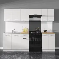 Кухонний гарнітур Junona Line 240 см крейдовий глянець без стільниці