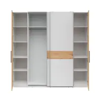 Armario de puertas correderas Fabio 215 cm blanco/roble artisan