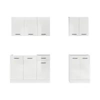 Conjunto de cocina Junona Line A 180 cm tiza brillo sin encimera