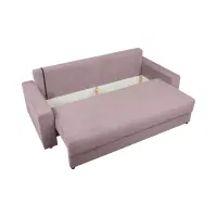 Sofá de tres plazas Garcia convertible con arcón de terciopelo rosa