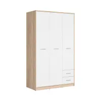 Armario de tres puertas Nepo Plus 118 cm con cajones roble sonoma/blanco