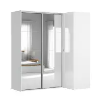 Armario modular Flex 220x116 cm esquinero con espejo blanco brillo