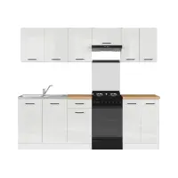 Кухонний гарнітур Junona Line 230 см крейдяний глянець зі стільницею