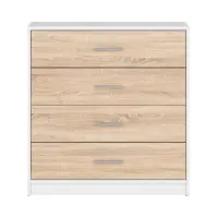 Cómoda Nepo Plus 80 cm con 4 cajones blanco/roble sonoma