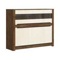 Vitrina Ruso 149 cm con 6 puertas roble april/brillo perlado