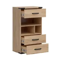 Cómoda Lara 60 cm con 3 cajones y estantes fresno belarus