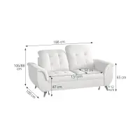 Two-seater sofa Doria with storage velvet cream