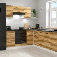 Conjunto de cocina rinconera Junona Line 200x220 roble delano claro con encimera