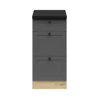 Mueble de cocina inferior Junona Line 40 cm con cajones grafito con encimera