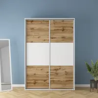 Armario de puertas correderas Flex 150 cm blanco/roble wotan