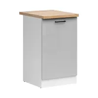 Armario bajo de cocina Junona Line 50 cm derecho gris claro brillo con encimera