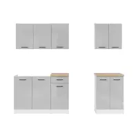 Conjunto de cocina Junona Line A 180 cm gris claro brillo con encimera