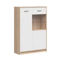 Vitrina Nepo Plus 90 cm con 2 puertas roble sonoma/blanco