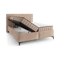 Cama continental Joy 160x200 con contenedores beige oscuro