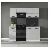 Conjunto de cocina Junona Line 180 cm gris claro brillo con encimera