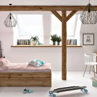 Cama Tetrix 90x200 con somier y contenedor roble wotan