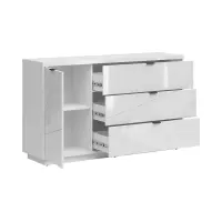 Cómoda Forn 156 cm con puertas y 3 cajones blanco brillo