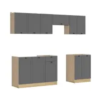 Кухонний гарнітур Junona Line 240 см графітовий без стільниці