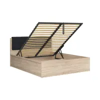Cama Tetrix 160x200 con somier y contenedor roble sonoma